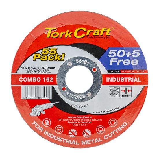 50 + 5 Free Cutting Disc Metal 115 X 1.0 X 22.2 Mm